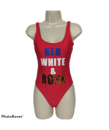 NWT California Waves Metallic Cheeky One Piece Swimsuit XS Red White Rose - £16.90 GBP