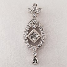 1.90 carat Diamond Floral 18k White Gold Drop Pendant - £1,100.23 GBP