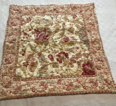 Quilted Pillow Sham Large Floral Motif Tie-Back Closures 25&quot; x 26.5&quot; - $17.00