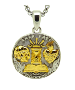 Stoic Medallion Brass Pendant Memento Mori Necklace Amor Fati Gold Plated - $65.00
