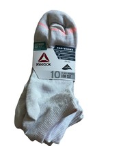 Womens Reebok Low Cut UltraLight Socks Extended Size 9-12 White 10 Pairs - £14.33 GBP