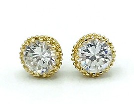 Open Work Gold Plated Crystal Pierced Stud Earrings - £17.46 GBP