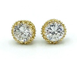 Open Work Gold Plated Crystal Pierced Stud Earrings - £17.40 GBP