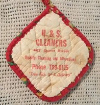 Vintage advertising potholder H. &amp; S. Cleaners 1950&#39;s 1960&#39;s Used - $9.50