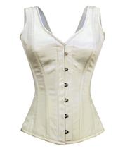 Strap Full Spiral Steel Boned Over Bust Bodice Satin Ivory - £34.31 GBP