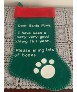 Dog Christmas Stocking 16 Inch Green Felt  Santa Paws Been A Good Dawg P... - £10.23 GBP