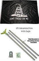 K&#39;s Novelties New 3x5 Gadsden Don&#39;t Tread Black White Flags Galvanized Pole Kit  - £15.64 GBP