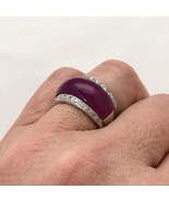 Sterling Silver Purple Glass Wide Dome Ring Sz 8 - £25.32 GBP