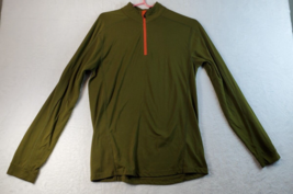 Cabela&#39;s T Shirt Mens Size Medium Green Knit Long Casual Sleeve 1/4 Zipper - £13.05 GBP