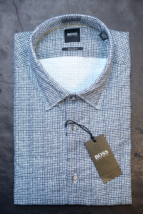 HUGO BOSS Uomo Lukas Regular Blu Scuro Plaid Cotone Morbido Business Camicia 2XL - £46.61 GBP