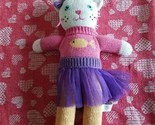 Zubels Crocheted Knit Multicolor Plush Ballerina Cat Purple Tutu 13” - $15.79