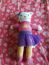 Zubels Crocheted Knit Multicolor Plush Ballerina Cat Purple Tutu 13” - £12.48 GBP