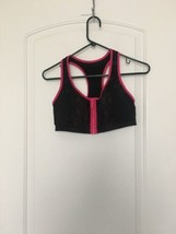 1pc Maurice&#39;s Women&#39;s Black &amp; Pink Sports Bra Top Zip Front Active Size Large - £21.50 GBP