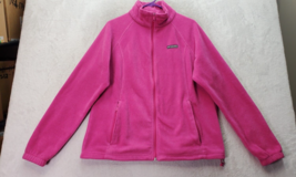 Columbia Jacket Women XL Pink Fleece Polyester Long Sleeve Pockets Logo Full Zip - £18.13 GBP