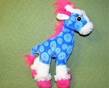 WILD REPUBLIC BLUE GIRAFFE PLUSH 14&quot; SWIRL SPARKLE PINK HAIR STUFFED ANI... - $10.80