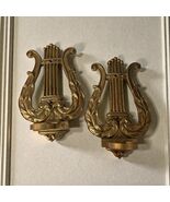 Vintage Brass Lyre Wall Sconces Pair Classical Hollywood Regency 9” x 6” - €92,06 EUR