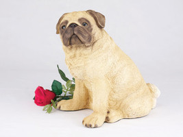 Large 187 Cubic Inches Tan Pug Resin Urn for Cremation Ashes - £147.87 GBP