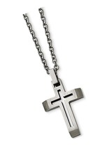 Solid Stainless Steel Men&#39;s and Brushed Cut-Out Cross - $252.50