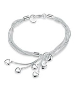 Fashion 925 Sterling Silver Women Charm Love Heart Beads Bracelet Bangle... - $7.99
