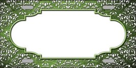 Lime Green White Damask Scallop Print Oil Rubbed Metal Novelty License Plate LP- - $18.95