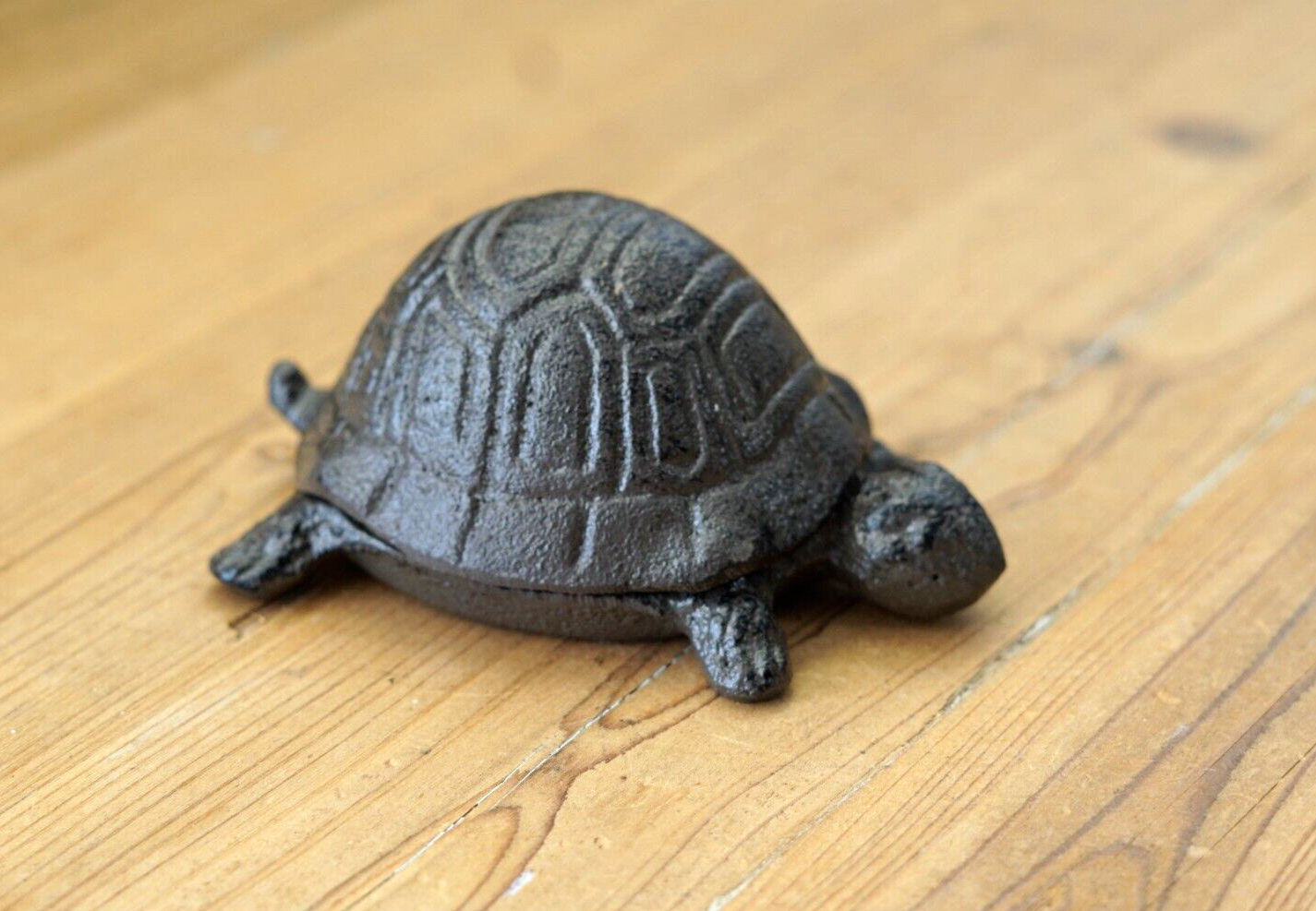Turtle Hide A Key Box Hideaway Rustic Cast Iron Garden Decor Figure Tort... - $15.99