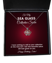 Sea Glass Collector Sister Necklace Birthday Gifts - Crown Pendant Jewelry  - £39.70 GBP