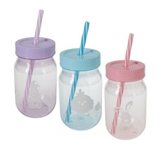 Plastic Easter Mason Jars with Lids and Straws, 16 oz. Colors To Choose - £10.20 GBP+