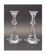 Val St Lambert France 9.25&quot; Multisided Giftware Pair Candlesticks Candle... - €96,60 EUR