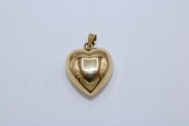 Fine 14K Yellow Gold Mini Puffy Heart Charm Pendant - £29.54 GBP