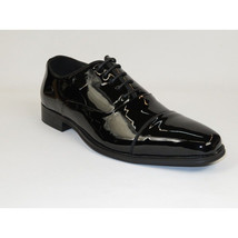 Men Santino Luciano Formal Dress Shoes Patent Leather Shiny Lace up C384 Black image 2