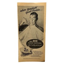 Zee Paper Napkins Vintage Print Ad 1954 When Spaghetti Spots Freddie - £11.91 GBP