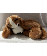 Vtg R Dakin 1977 Plush Puppy Dog Stuffed Animal White Brown Floppy Ears 15" - $19.75