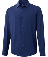 Men&#39;s Long Sleeve Button Down Shirt Lightweight Stretch Moisture Large blue - $26.51 CAD