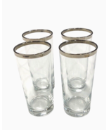 4 Vintage Anchor Hocking Clear Glasses with Silver Color Platinum Rims 6... - £27.45 GBP