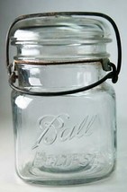 Old Ball Eclipse 1-Pt Clear Glass Canning Jar Squared Shape # 2 - £4.01 GBP
