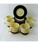 Coffee Tea Mug with Saucer Stoneware Set of 6 Japan - £46.82 GBP