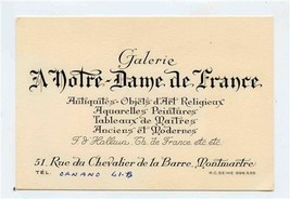 Galerie A Notre Dame de France Antiquities Engraved Business Card Paris France - £14.01 GBP
