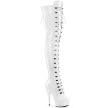 PLEASER DELIGHT-3022 Sexy 6&quot; Heel Platform White Stretch Thigh High Women Boots - £91.08 GBP