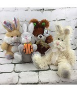 Plush Easter Bunnies Lot Of 4 Rabbits Stuffed Animals Basketball Holiday... - £11.62 GBP