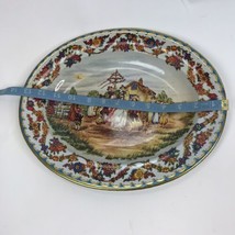 Vtg Daher Metal Tin Tray Colonial Pilgrim Thanksgiving England Wall Deco... - £14.11 GBP