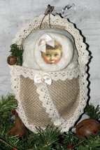 Vintage Victorian Inspired Handcrafted Cotton Baby Ornament / Wall Hanging 7.5&quot; - £14.25 GBP