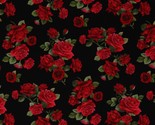 Cotton Red Roses Flowers Floral Black Cotton Fabric Print by the Yard D3... - £11.94 GBP