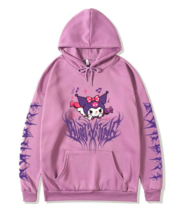 S Plum Kuromi Harajuku Gothic Kawaii Hoodie Pullover Sweatshirt Hello Kitty - £23.32 GBP