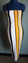 Olive Tree Black/White/Gold Striped Bodycon Sleeveless Midi Dress ~L~ - £8.18 GBP