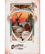 Antique Postcard Christmas Windmill Embossed 1916 Used Stamped 3.5 x 5.5 - €33,84 EUR