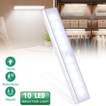 10 Led Motion Sensor Under Cabinet Closet Light Usb Rechargeable Night Lamp - £23.44 GBP