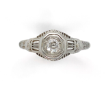 Art Deco 18k White Gold Filigree .16ct Genuine Natural Diamond Ring (#J6... - $564.30