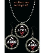 Las Vegas Aces WNBA Womens Basketball  earrings &amp; necklace set great gift - £7.53 GBP