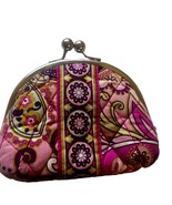 Vera Bradley Double Kiss Lock Quilted Coin Purse Wallet Very Berry Paisley - $20.28 CAD