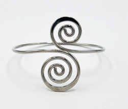 Signed Astrahan Silver Tone BOHO Hippie Upper Arm Swirl Bangle Bracelet - £18.99 GBP